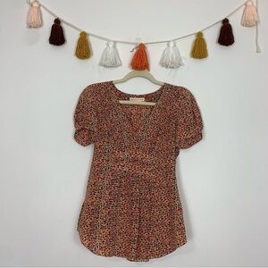 Rebecca Taylor Silk Puff Sleeve Blouse Floral Print Size 2